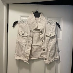 Sleeveless Kids White Jean Jacket